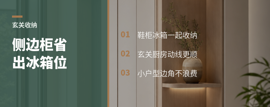 入户侧边做组合柜，鞋柜和冰箱位怎么一起省空间