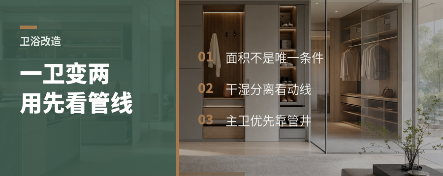 一个卫生间想变两用，先看管线