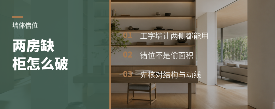 两间房都缺柜子？墙体可以这样借位