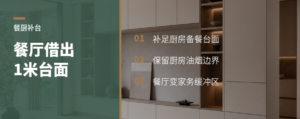 厨房台面不够，餐厅还能借出1米