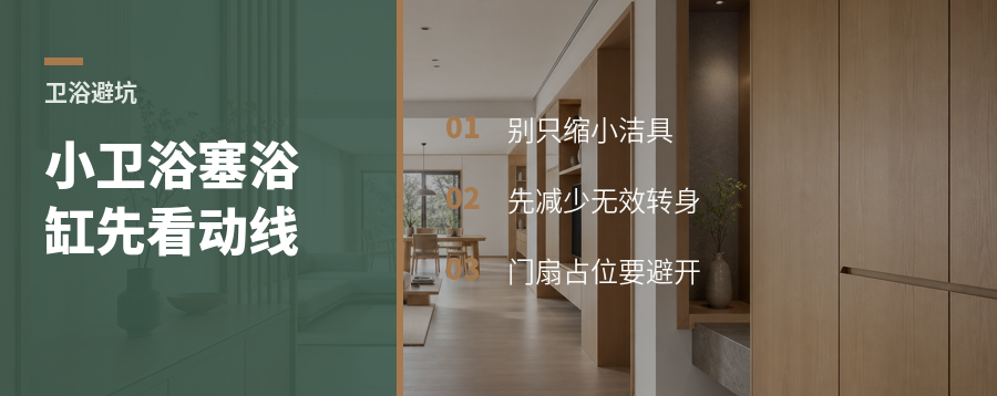 小卫生间硬塞浴缸，动线先别乱