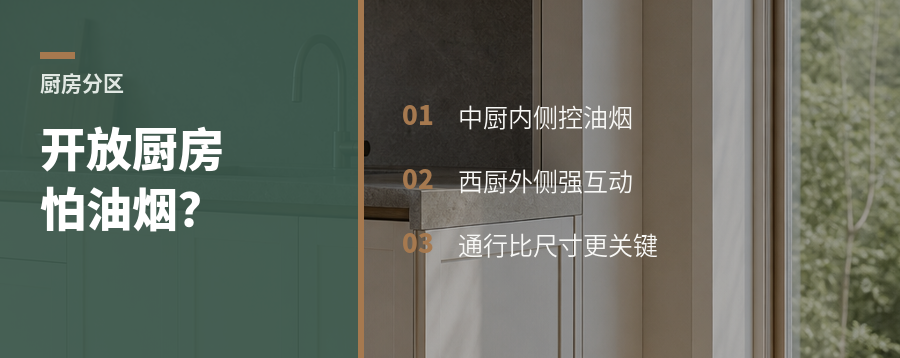 想要开放厨房又怕油烟？中西厨分区更稳