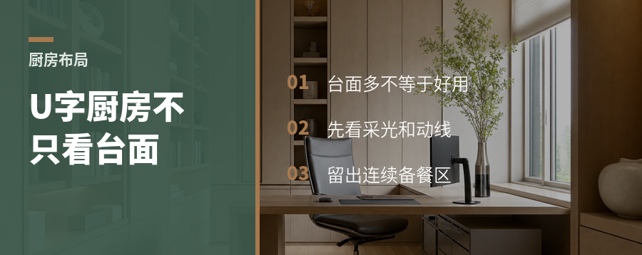 厨房做成U字形，台面真的会变多吗