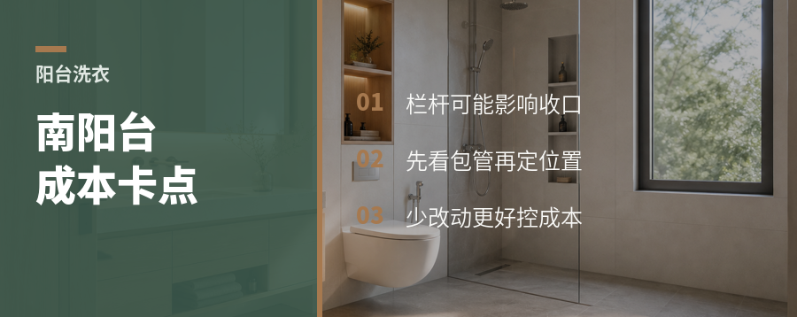 南阳台放洗衣机，成本可能卡在栏杆