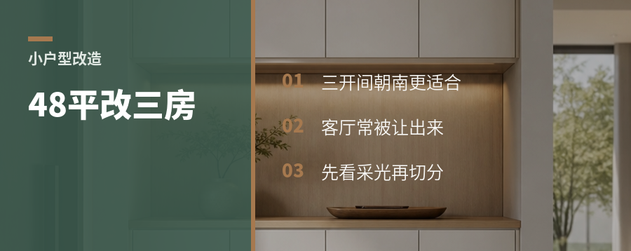 48平一居改三房，空间是怎么挤出来的