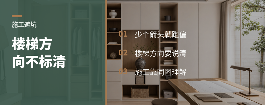 楼梯上下行没标清，施工为什么容易跑偏