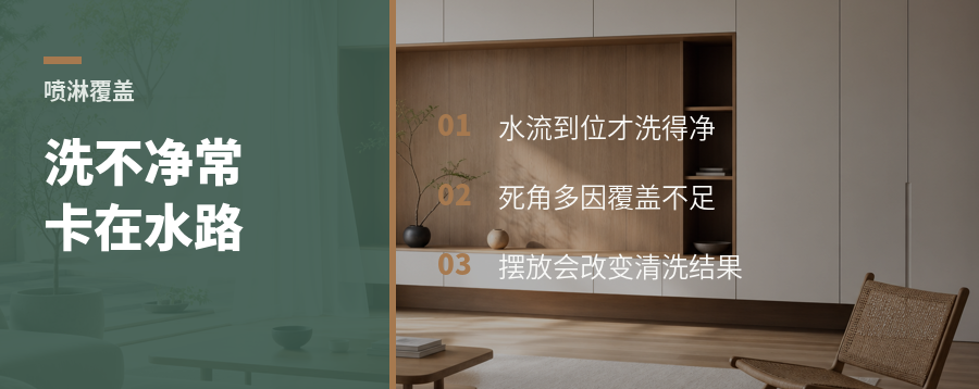 洗碗机洗不干净，常卡在喷淋覆盖