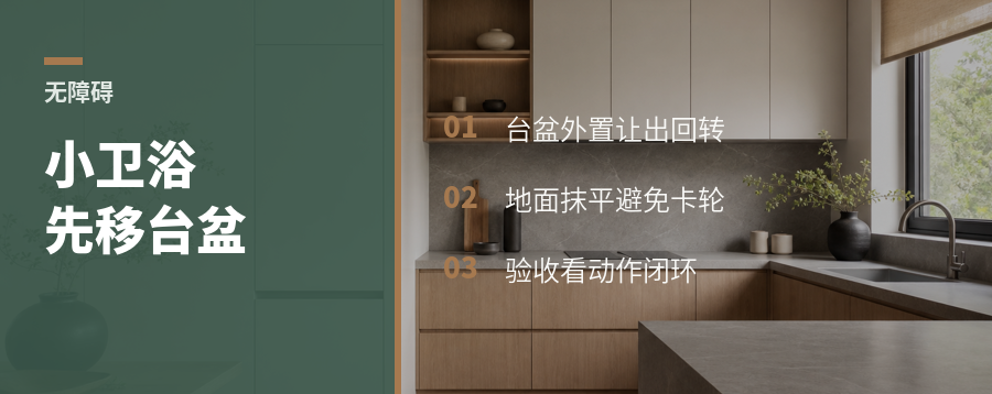 小卫生间无障碍，先把台盆搬出去