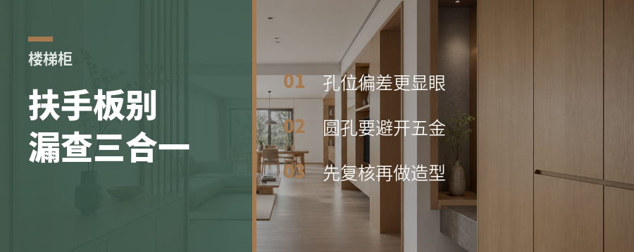 楼梯柜扶手板，别漏查三合一位置
