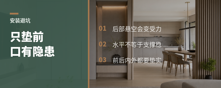柜子前口垫高了，后背板在受力吗