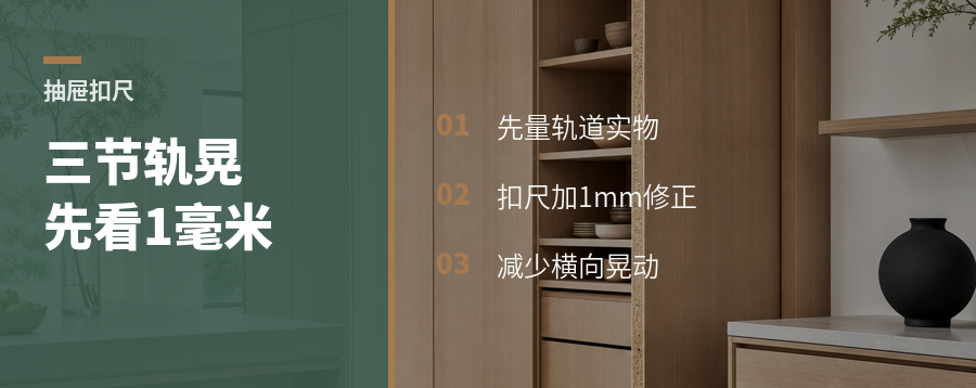三节轨抽屉晃，扣尺先看这1毫米