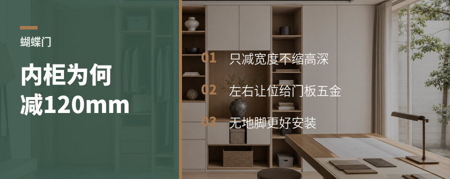 蝴蝶门内柜为什么要减120mm
