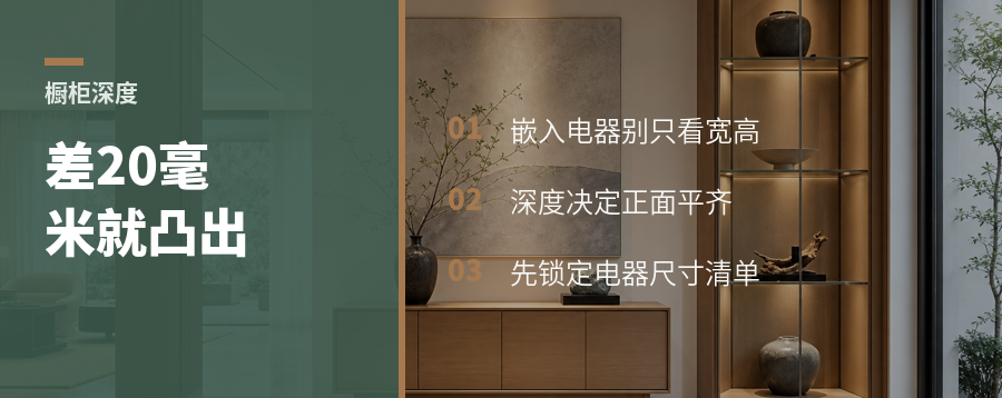 橱柜深度差20毫米，电器就凸出