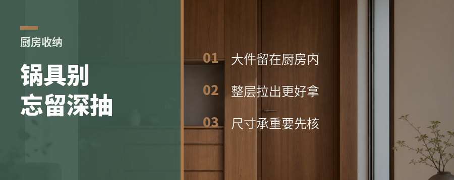 锅具没处放，厨房要先留深抽