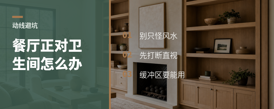餐厅正对卫生间，用洄游动线缓一下