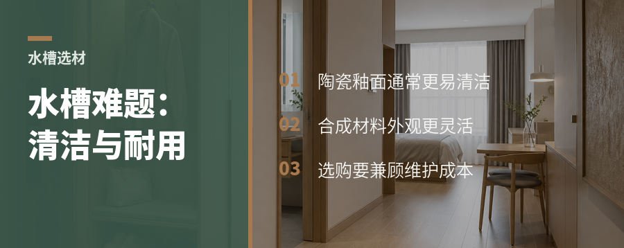 陶瓷与合成水槽，清洁和耐用为何难两全