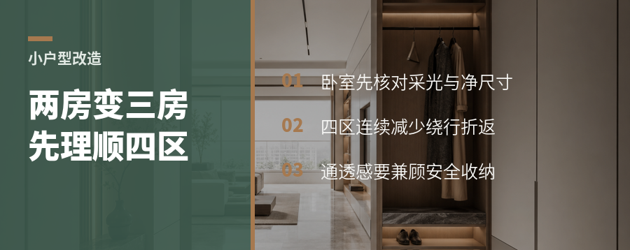 小户型改造先理顺四区动线再谈两房变三房