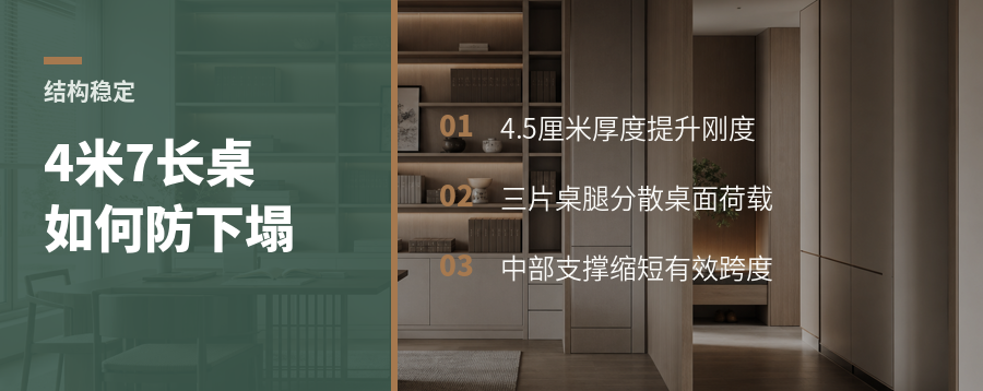 4米7大板桌为什么必须加厚并设置中部支撑