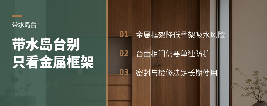 带水区岛台怎么选材？金属框架防水但细节更关键