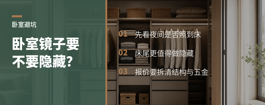 卧室隐藏式镜子，先看夜间会不会照到床