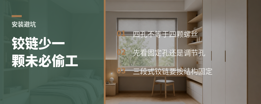 铰链少打一颗螺丝，究竟是省事还是按结构安装