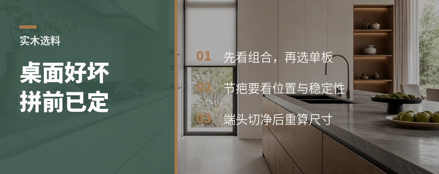 实木桌面选料：纹理顺、少疤还不够