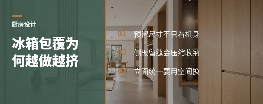 小厨房冰箱难安置，包覆柜为何越做越挤