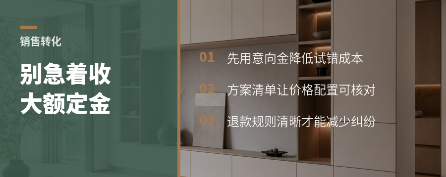 家具销售别急着收大额定金，意向金能降低决策风险