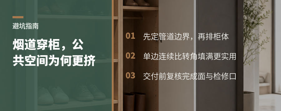 烟道一旦被柜体穿插，公共空间为何总显得拥挤