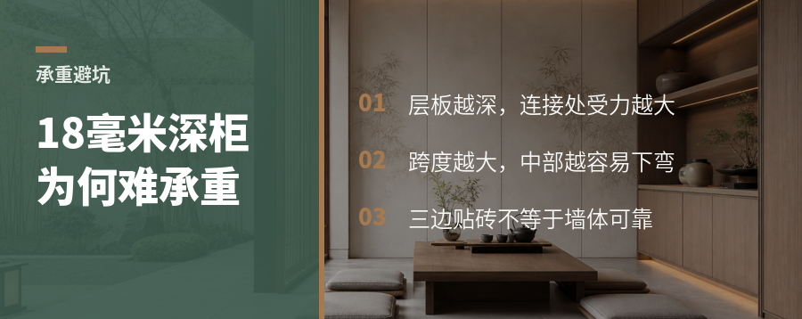 三边贴砖墙做深柜，18毫米层板为何难承重