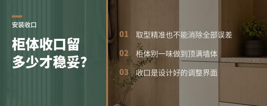柜体留多少收口才能吸收墙体安装误差？