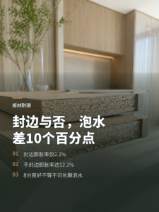 板材泡水24小时，封边与否差了10个百分点