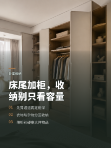 主卧收纳不够？床尾衣柜和薄杂物墙这样规划