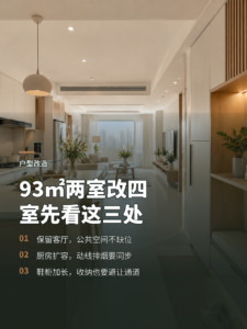 93㎡两室改四室，客厅厨房鞋柜如何兼顾