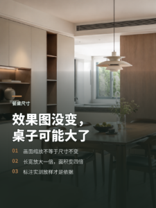 效果图没变，不等于餐桌尺寸没变