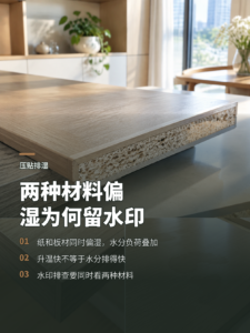 浸渍纸和板材都偏湿，热压为何留下水印