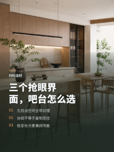 橱柜电视墙地砖都抢眼，吧台怎么选材
