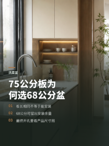 75公分柜板，洗菜盆为何要选68公分