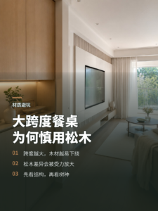 大跨度石木餐桌，为什么通常不选松木