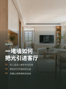 一堵墙采光弱，回游动线如何把光引进客厅