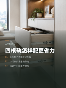一块抽面连两个抽盒，四根三节轨怎样配才省力