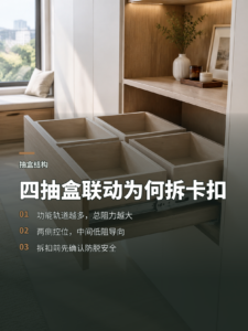 一块抽面配四个抽盒，为何中间轨道要拆卡扣