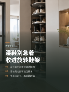 雨雪天湿鞋直接塞进旋转鞋架，会发生什么