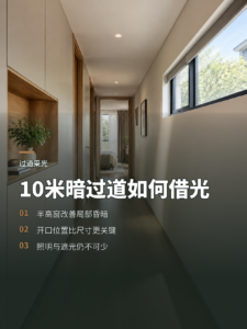 10米长过道偏暗，半高窗能借来多少光