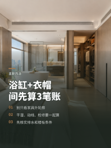 主卧同时放浴缸和衣帽间，先算清这几个尺寸