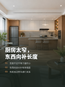 客厅太宽厨房不够用？用东西向跨度补回来