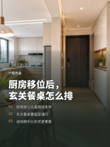 厨房移位后，入户玄关和餐桌怎么安排