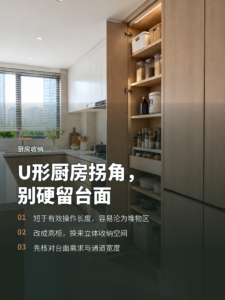 U字形厨房最难用的那截台面，其实该做成高柜