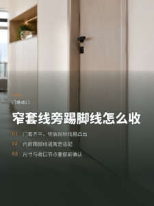窄套线房门贴平墙面，踢脚线该怎么收口