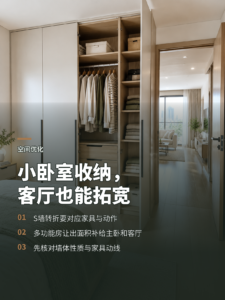 小卧室怎么挤出收纳，还能放大客厅尺度